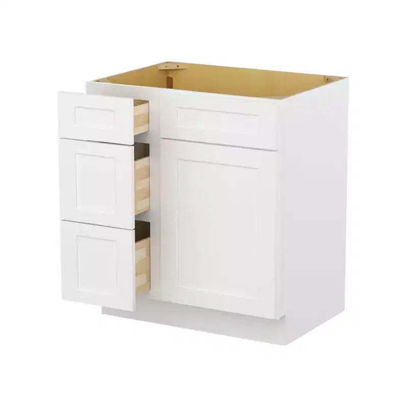 HOMLUX Easy-DIY Combo Bases - Bath Vanity Cabinet without Top in Shaker White