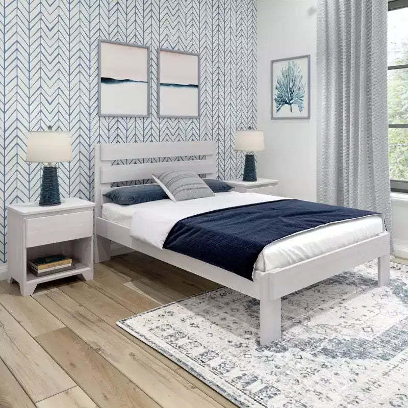 Plank+Beam Farmhouse Full Size Bed Frame with Plank Headboard, Solid Wood Platform Bed