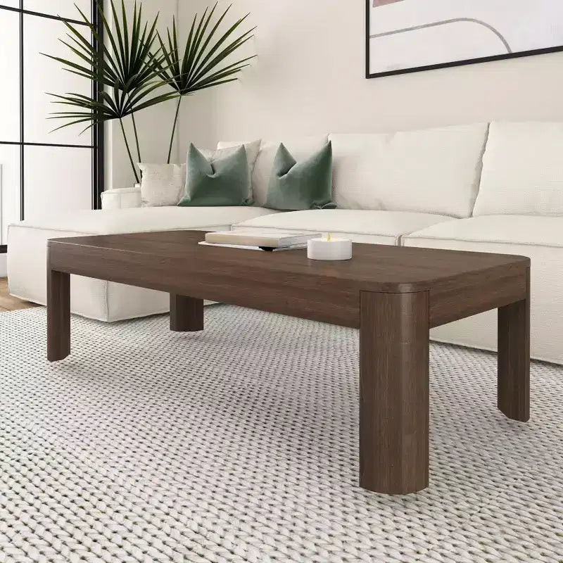 Plank+Beam Solid Wood 54 Modern Rectangular Coffee Table, Coffee Table for Living Room