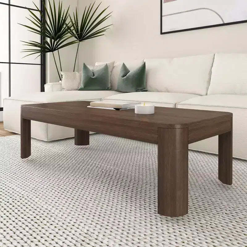 Plank+Beam Solid Wood 54 Modern Rectangular Coffee Table, Coffee Table for Living Room