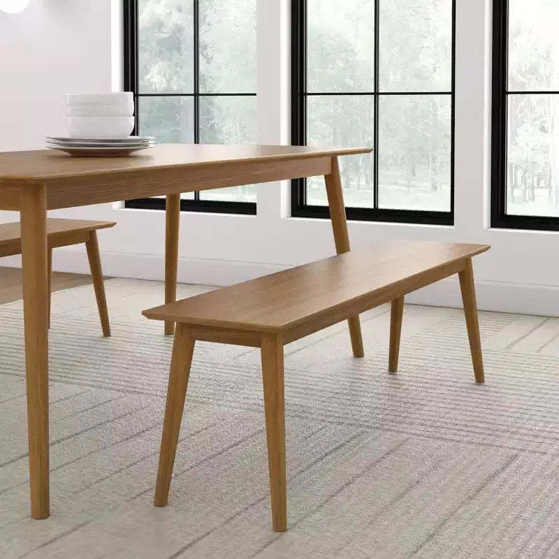 Plank+Beam 59 Mid Century Modern Dining Bench, Wooden Bench for Dining Room, Modern Entryway Bench, Dining Room Bench