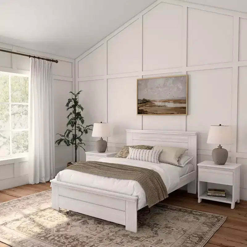 Plank+Beam Farmhouse Full Size Bed Frame with Headboard, Solid Wood Platform Bed
