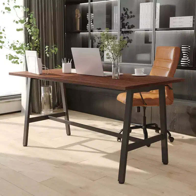 Emma and Oliver 60x30 Dining or Gaming Table with Double Sided Laminate Table Top and Heavy Duty A-Frame Steel Base