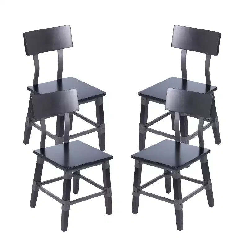 Merrick Lane Dining Chairs with Steel Supports and Footrest - Set Of 4
