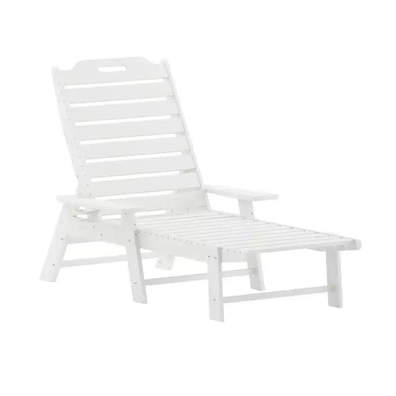 Flash Furniture Monterey Adjustable Adirondack Lounger with Cup Holder- All-Weather Indoor/Outdoor HDPE Lounge Chair