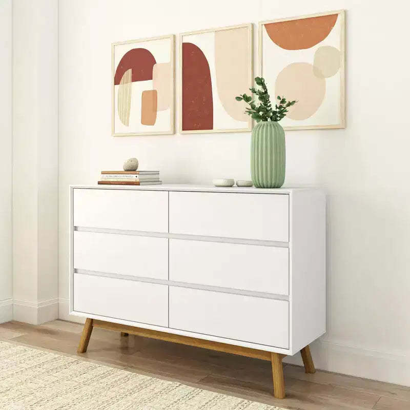Plank+Beam Solid Wood Mid-Century Modern 6-Drawer Dresser