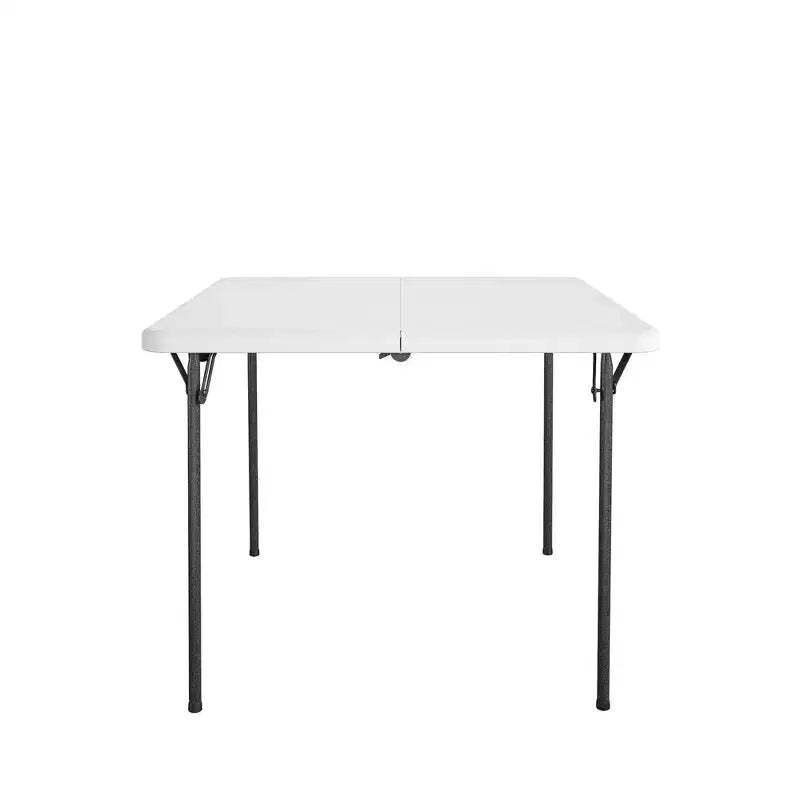 COSCO 36 Square Fold-in-Half Card Table with Handle, White