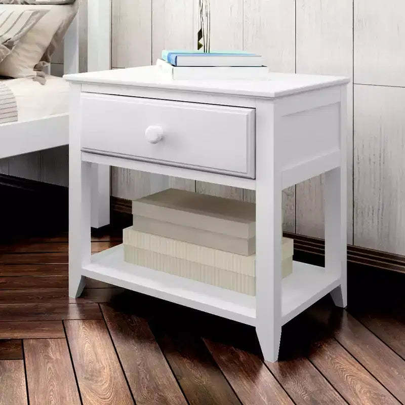 Plank+Beam Solid Wood Nightstand with Storage Drawer and Shelf