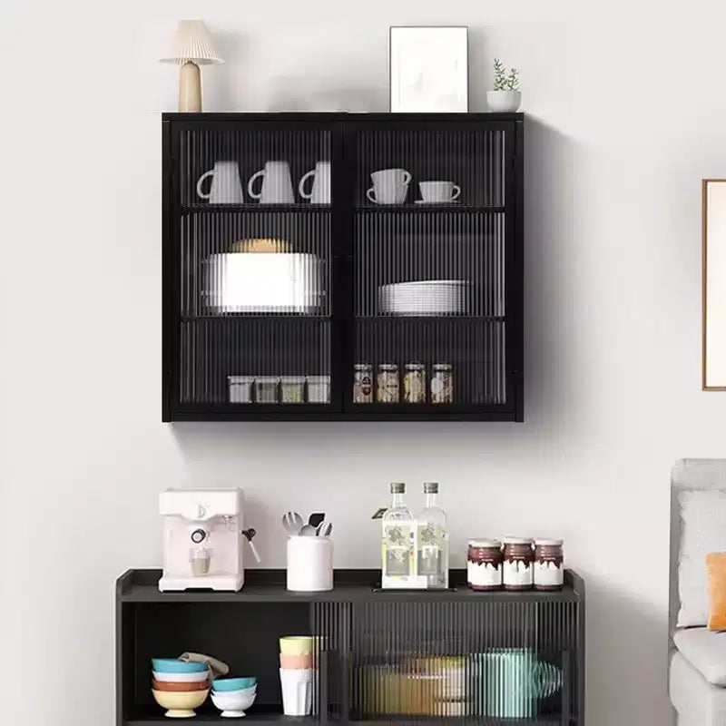 Bathroom Cabinet Wall Mounted with Detachable Shelves,Double Glass Door Wall Storage Cabinet,Kitchen Pantry Sideboard for Bathroom Kitchen