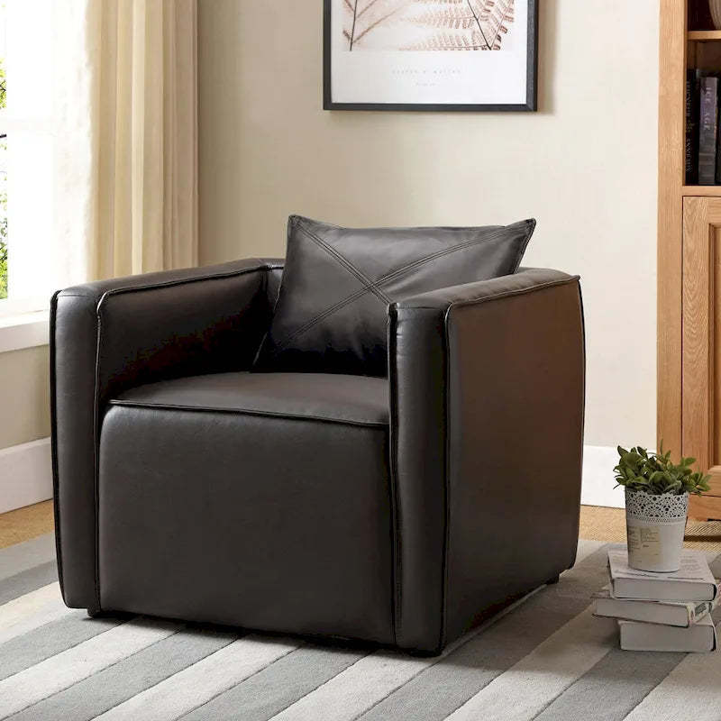 Jier Modern Breathable Vinyl Padded Accent Chair by Furniture of America
