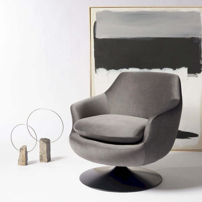 SAFAVIEH Couture Citine Velvet Swivel Accent Chair - 31.1 W x 32.3 L x 29.5 H - 31.1 W x 32.3 L x 29.5 H