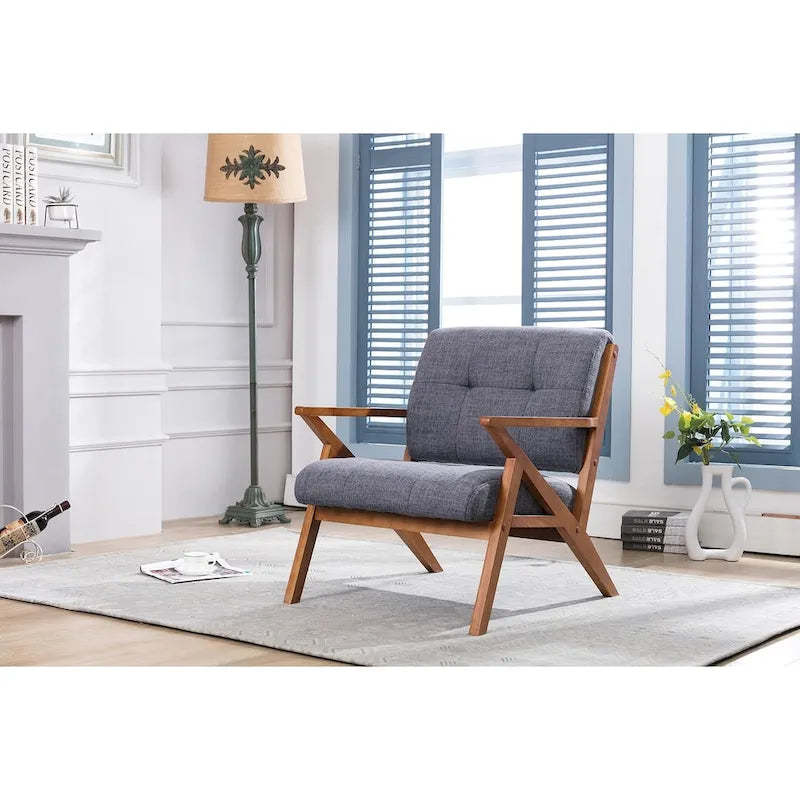 Porthos Home Earla Tufted Fabric Accent Chair with Wooden Legs and Armrests