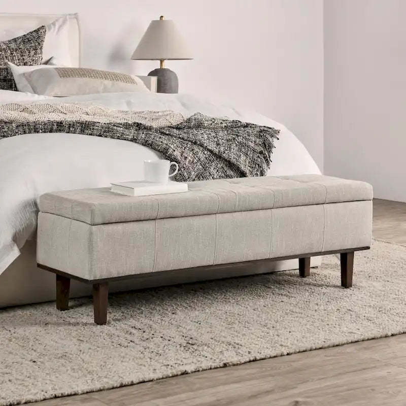 Louise Tufted Storage Bench, Light Beige 54 By Kosas Home