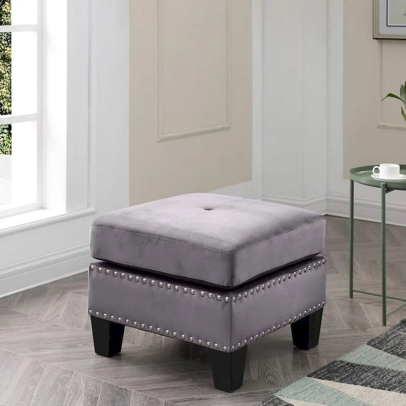 Tufted Velvet Ottoman