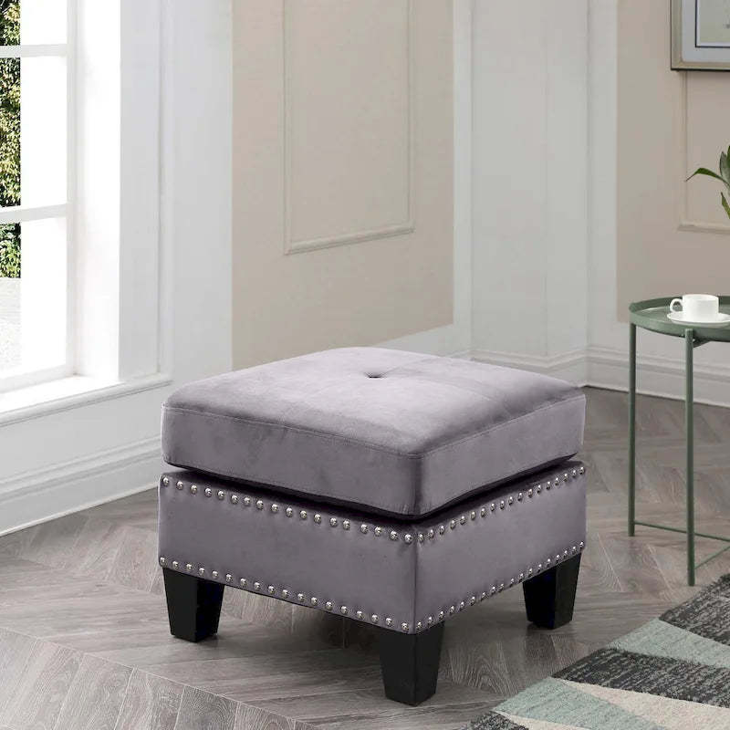 Tufted Velvet Ottoman