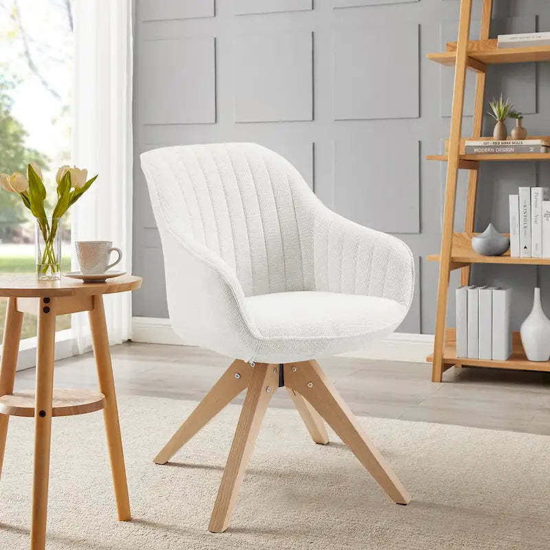 Art Leon Classical Swivel Office Accent Chair with Wood Legs