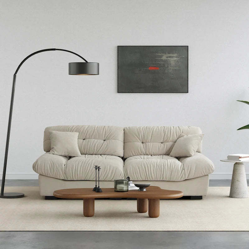 89 Modern Section Sofa with Arms Velvet Fabric Sofa For Living Room