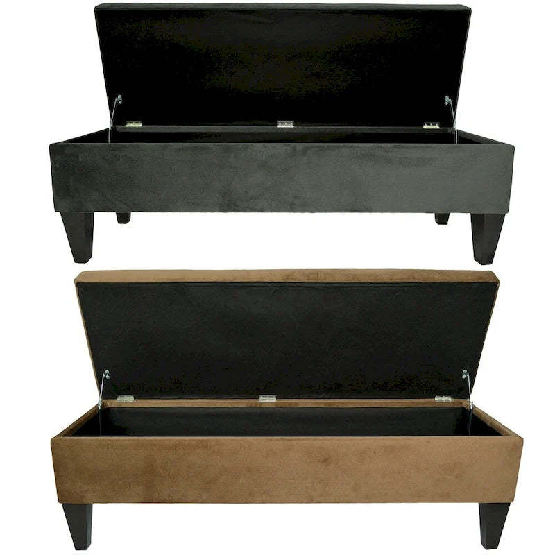 MJL Furniture Brooke 10 Button Tufted ENNIS Long Storage Bench Ottoman