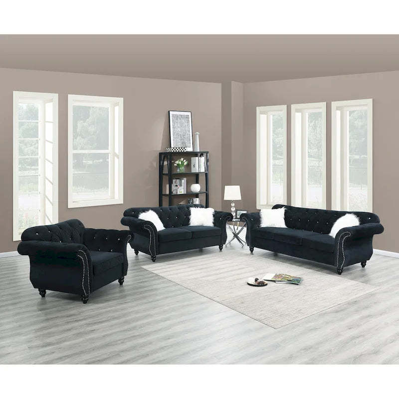 Living Room Sofa with Button Tufted Back