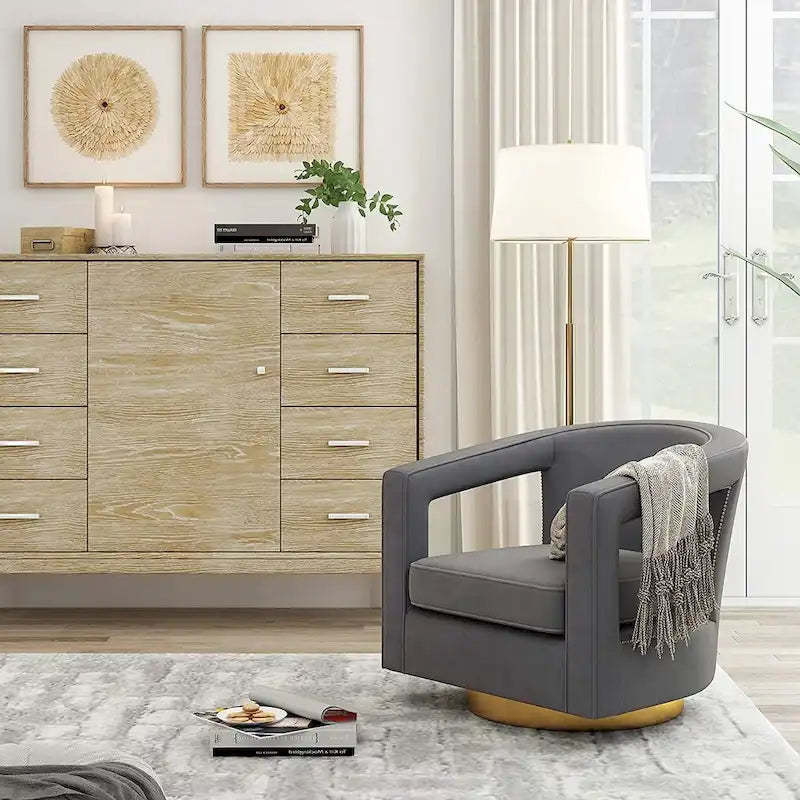 Stark Modern Velvet Swivel Accent Chair