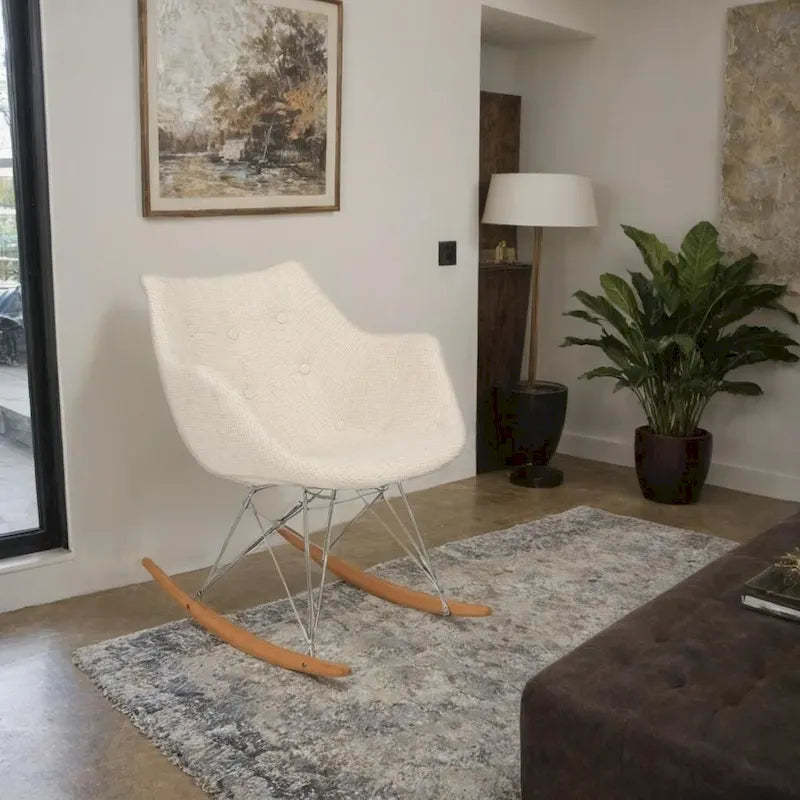 Willo Polyester Upholstered Rocking Nursing Chair - Modern Accent Armchair for Home Living Room Bedroom Indoor & Outdoor