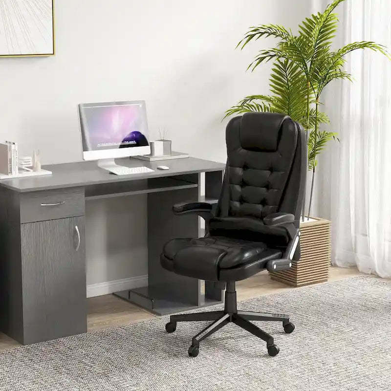 HOMCOM High Back Vibration Massage Office Chair with 6 Vibration Points, Beige