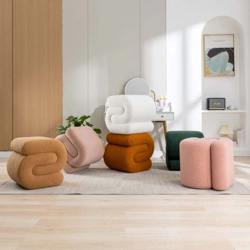 Modern S-shape Ottoman Makeup Stool Footstool for Living Room,Bedroom