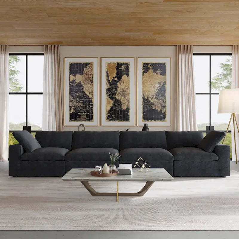 4-Seater Modular Sectional Couches for Living Room, Modern Modular Convertible Sofa Couch