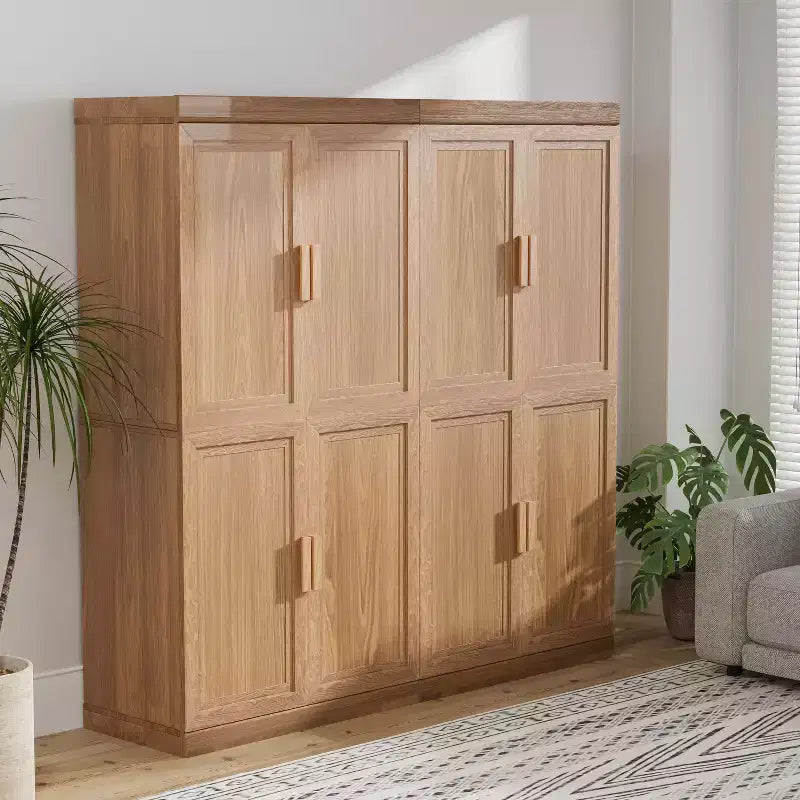 Dovelina Wood Grain Decorative Bookshelf with Doors and Adjustable Partitions