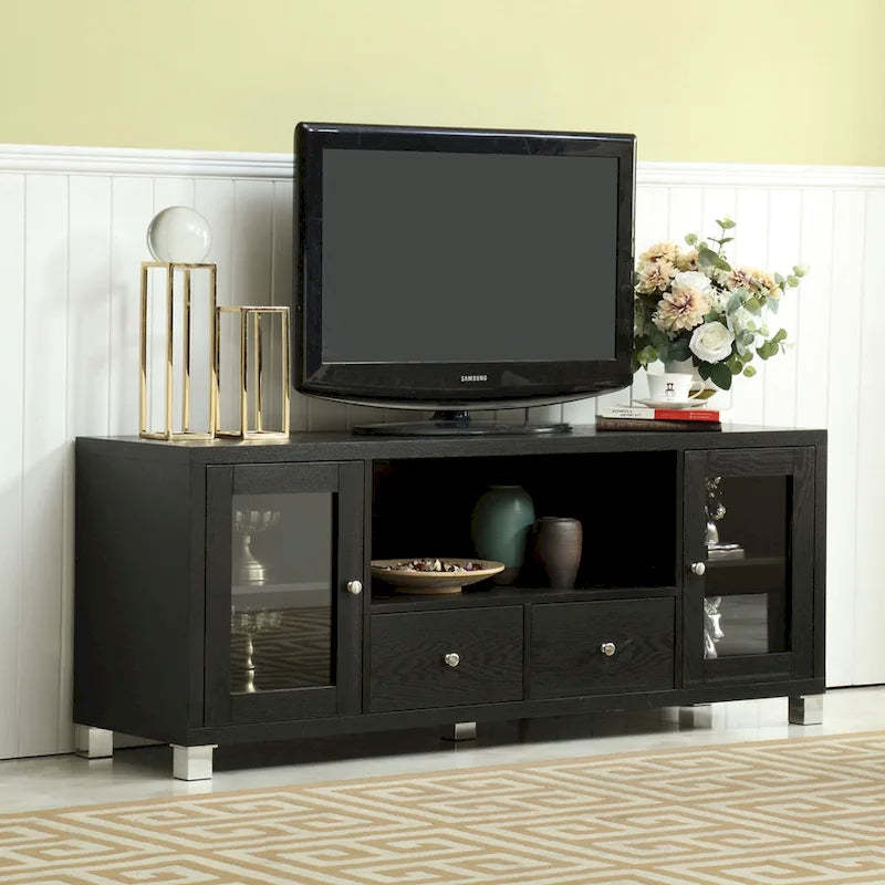 Black 2 Drawers 60-in TV Stand for TVs