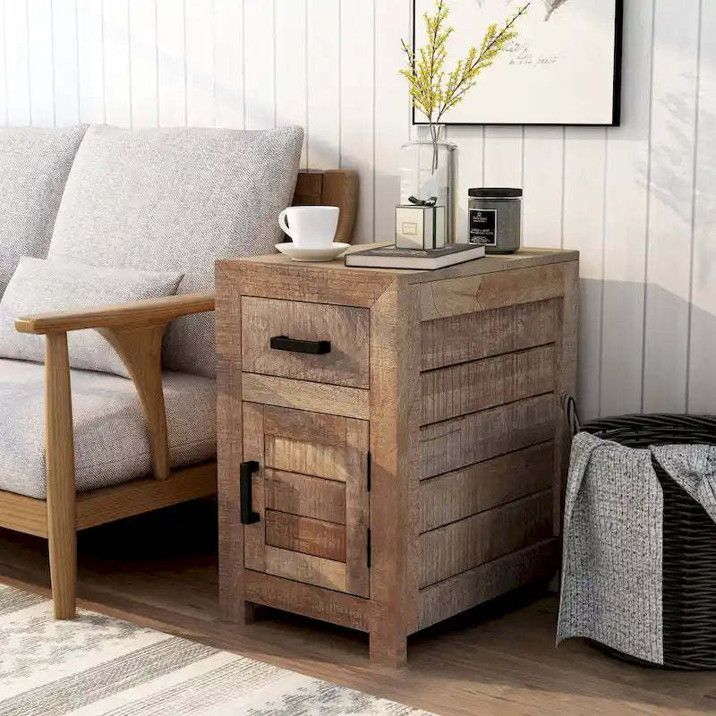 Anaisha Rustic Warm Natural Tone 23-inch Solid Wood Storage Side Table by Furniture of America