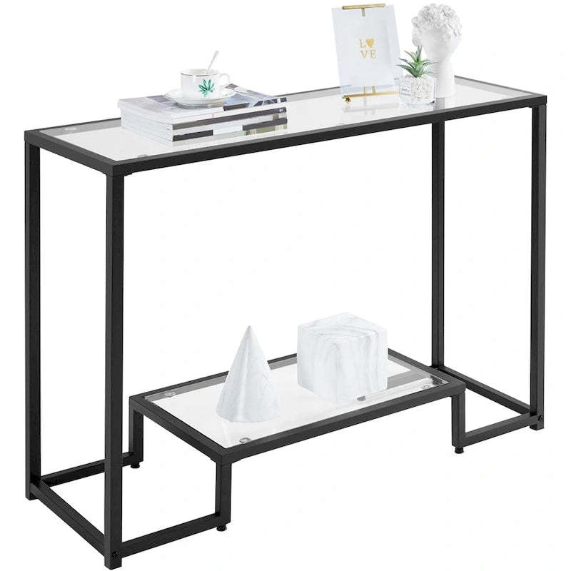 Yaheetech Modern Tempered Glass Console Table Entryway Porch