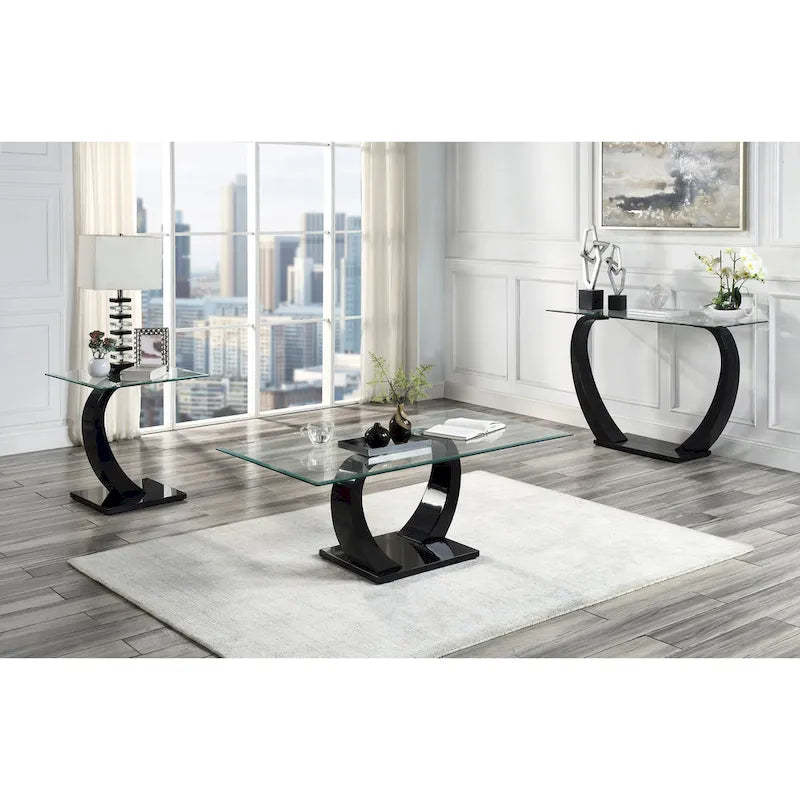 Cres Glam Glasstop 3-Piece Coffee Table Set by Furniture of America