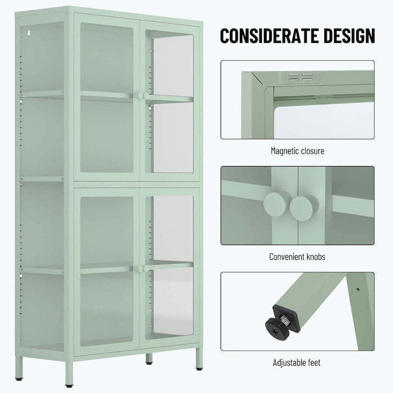 our Glass Door Storage Cabinet with Adjustable Shelves