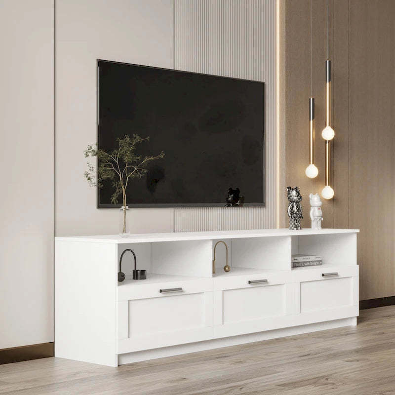 Modern 70.87 TV Cabinet TV Console Table with 3 Storage Drawers, Entertainment Center TV Stand for Living Room