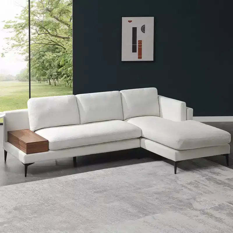 Minimalist 3 Seater L Shaped Sectional Sofa Reverisble Lounge Chaise for Living Room - Morden Fort