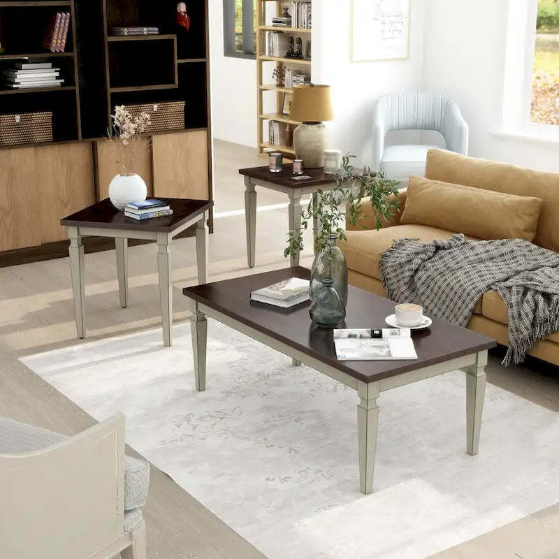 Nomara French Country 48-inch Solid Wood 3-Piece Coffee Table Set by Furniture of America