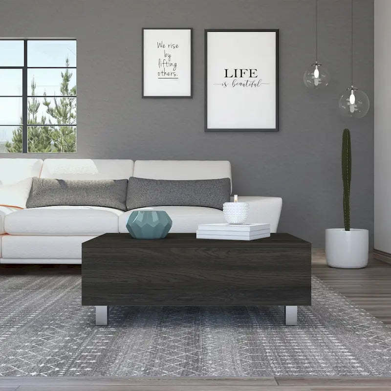 FM Furniture Boston Lift Top Coffee Table with Hidden Storage Compartment