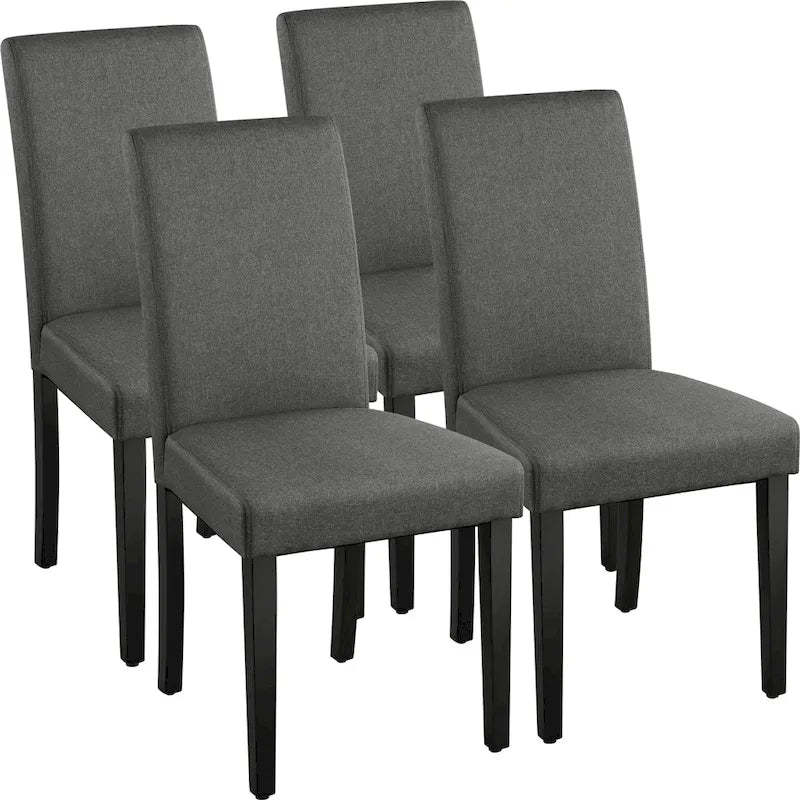 Yaheetech 4pcs Upholstered Fabric Dining Chairs with Solid Wood Legs For Dining Room - N/A