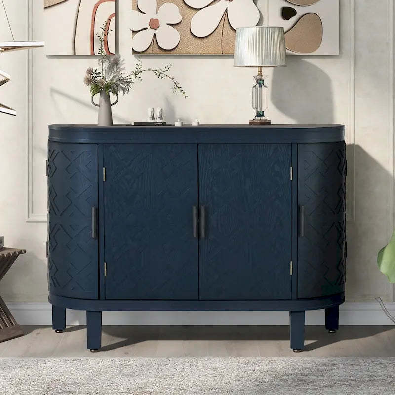 Sideboard Wooden Cabinet with Antique Pattern Doors