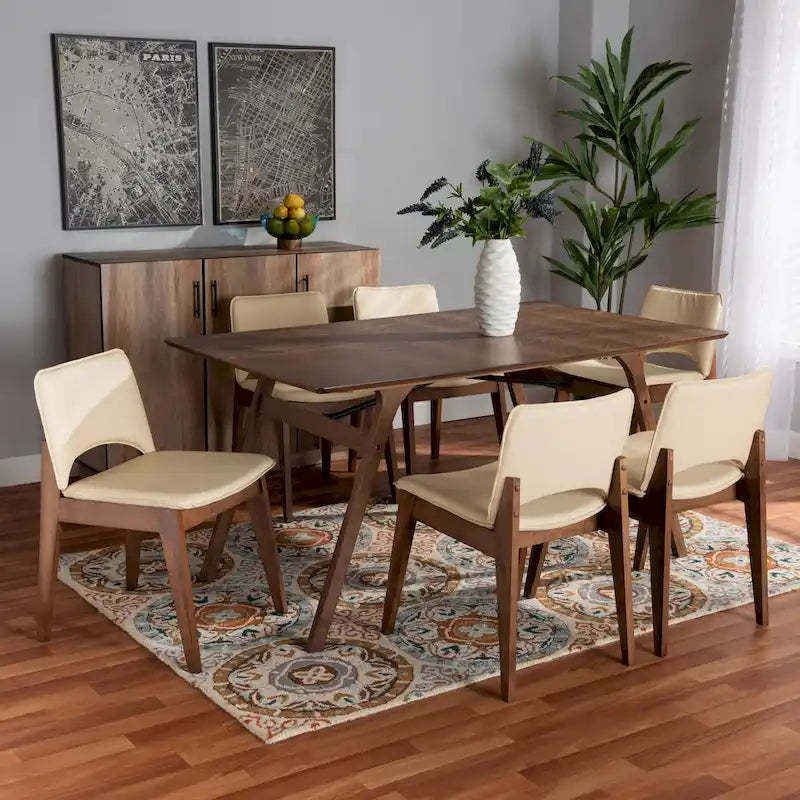 Afton Mid-Century Modern 7-Piece Dining Set
