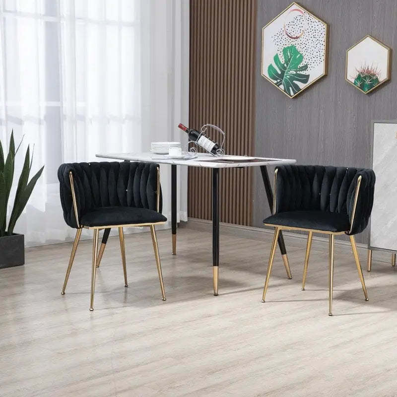 SEYNAR Modern Glam Velvet Dining Side Chair Set of 2 with Gold Metal Frame