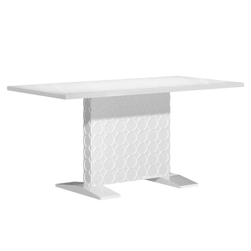 Clihome Glossy Wood Extendable Dining Table for 6 People