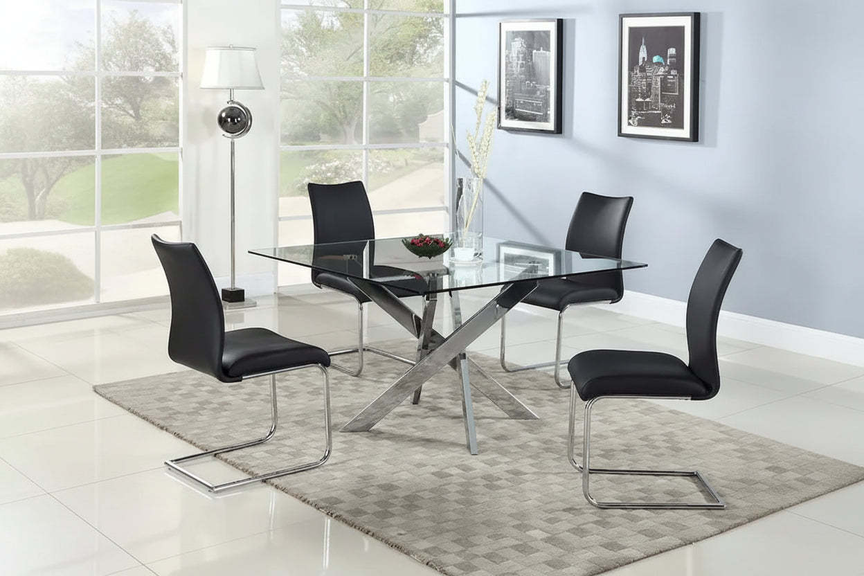 Somette Petra Square Glass Dining Table