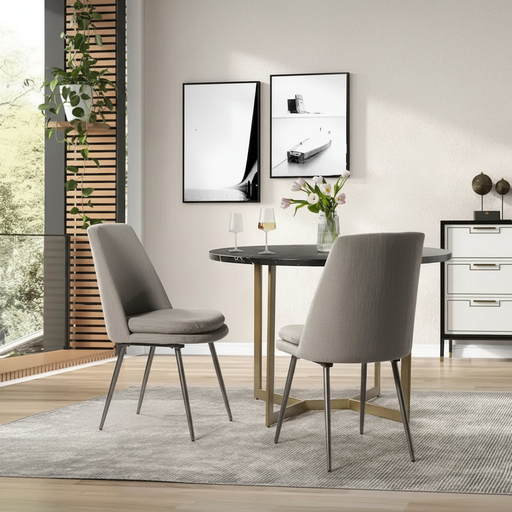 Homer Modern and Contemporary Dining Chairs Set of 2 with Metal Legs