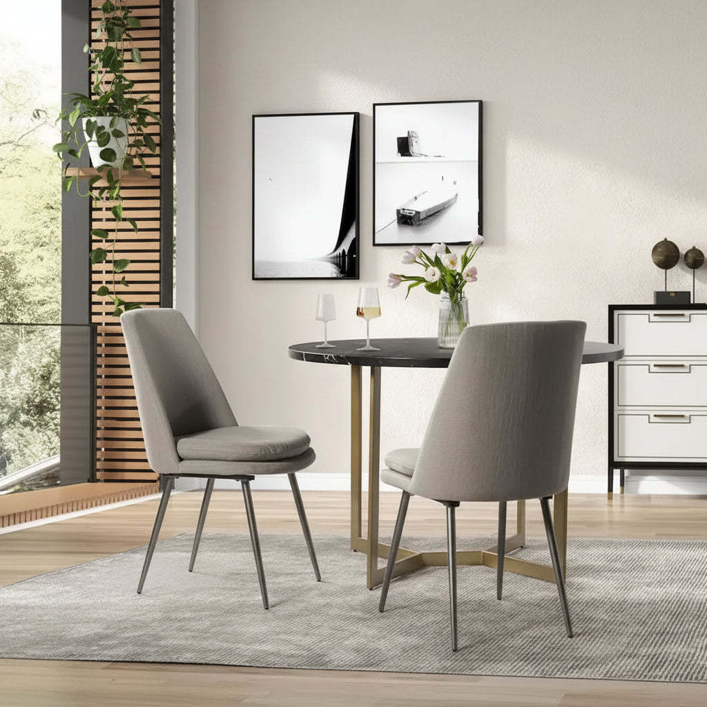 Homer Modern and Contemporary Dining Chairs Set of 2 with Metal Legs