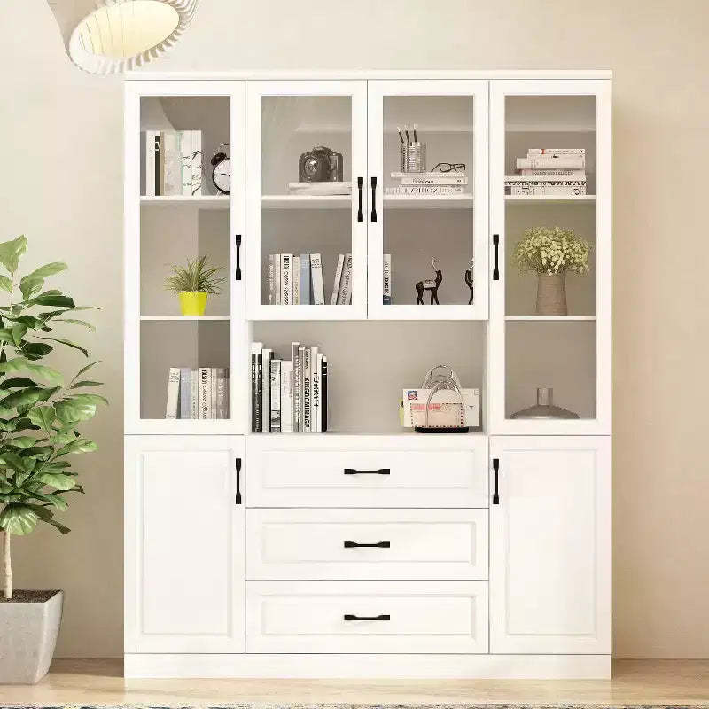 Famapy Large Combo Storage Cabinet Glass Doors Modular Cabinets