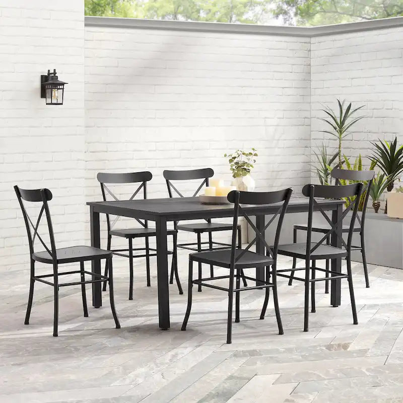 Crosley Astrid 7Pc Outdoor Metal Dining Set - 86x109x34.88