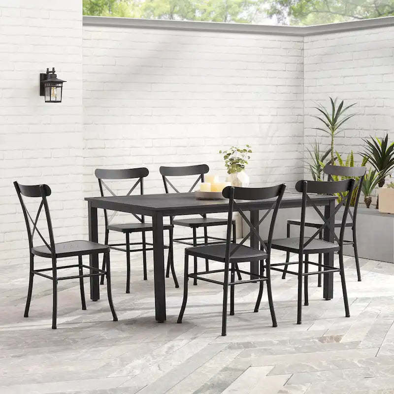 Crosley Astrid 7Pc Outdoor Metal Dining Set - 86x109x34.88