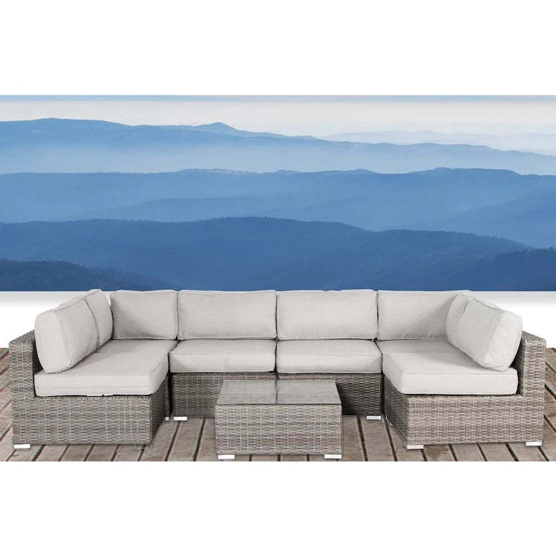 Living Source International Verona Wicker 7-piece Deep Seating Patio Furniture Set